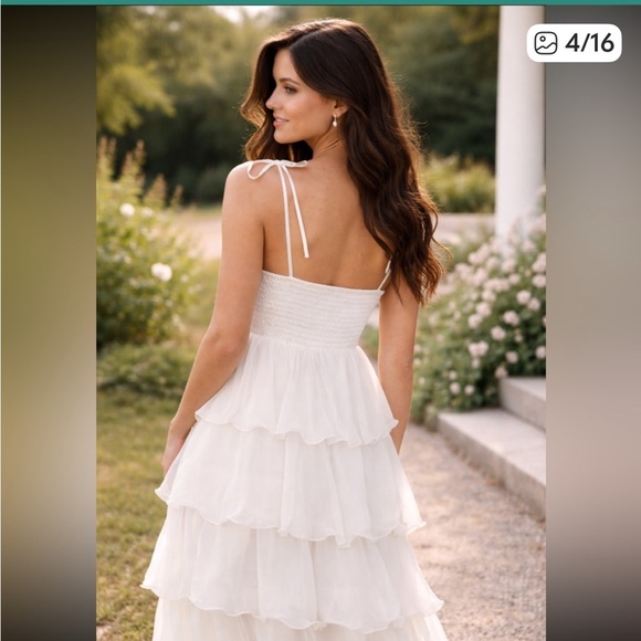 Show Me Your MuMu Gabriella Maxi Dress in White Enchanted Embellishment Sz M - Picture 4 of 7